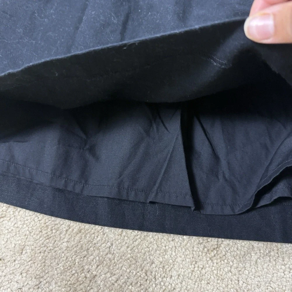 J Crew Linen Cotton Blend City A Line Skirt Womens 8 Black Smocked Waist